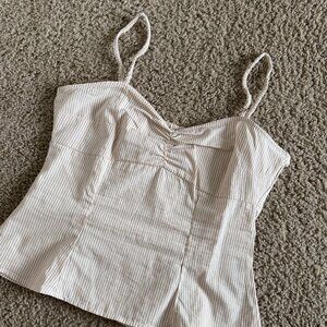 H&M Striped Smocked Peplum Tank Top Beige & White Size M